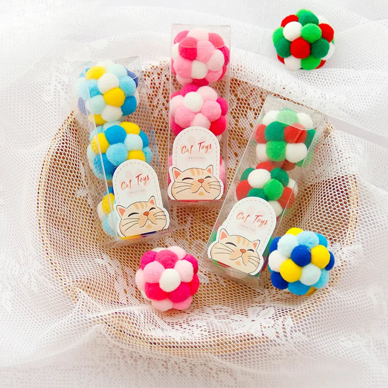 Balle en peluche arc-en-ciel pour Chat