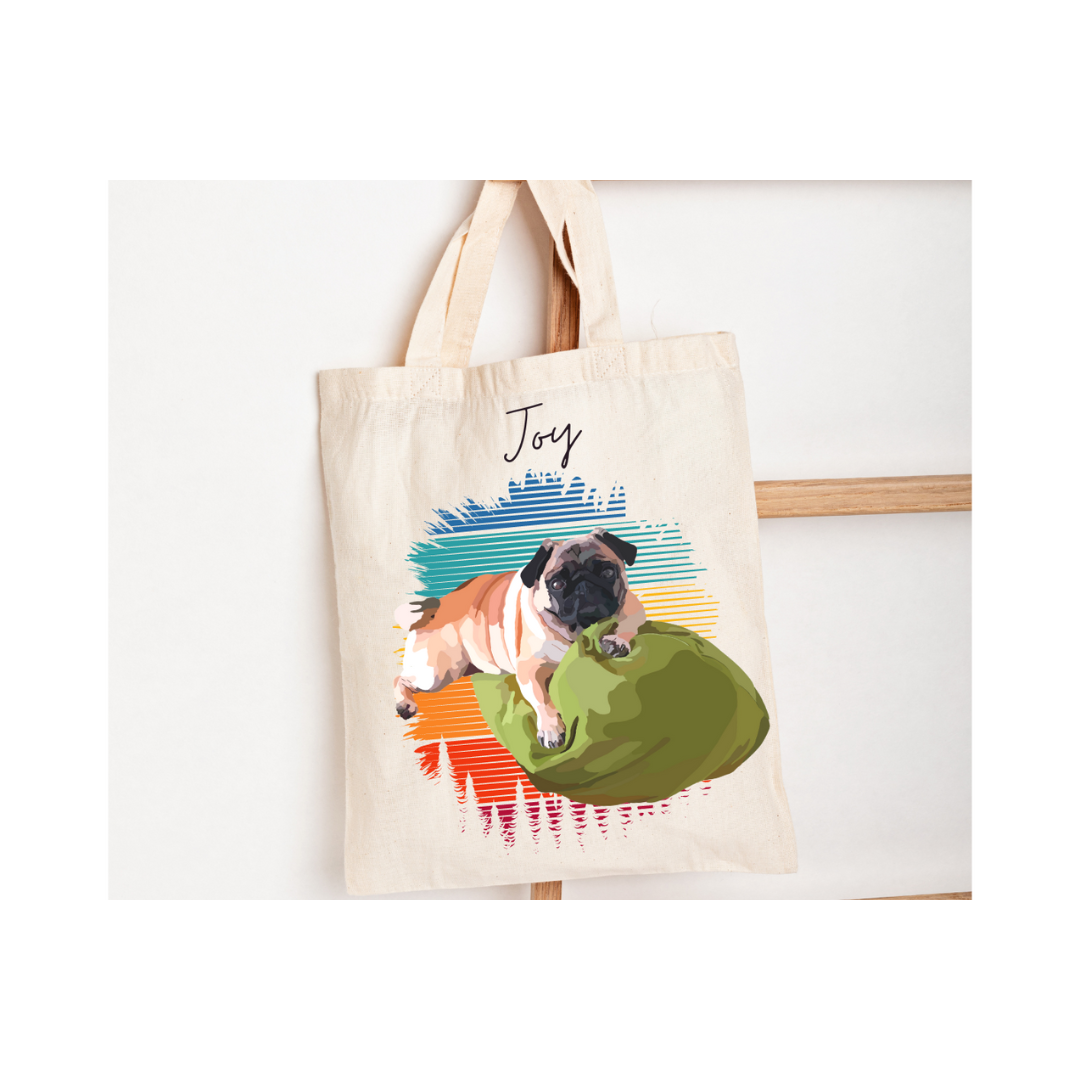 Tote Bag personnalisé Portrait d'animal sur photo, cadeau commémoratif, deuil animalier