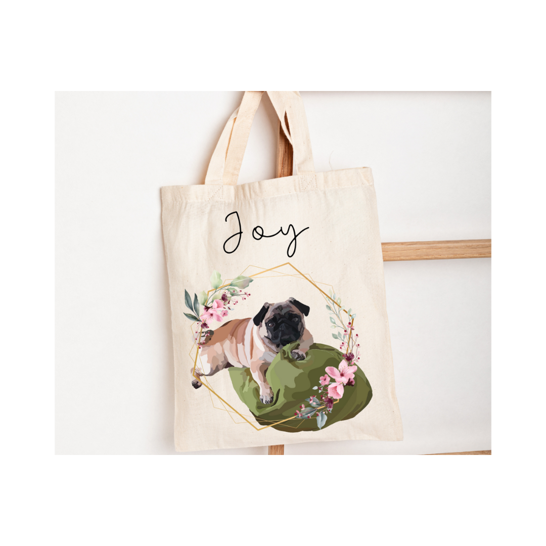Tote Bag personnalisé Portrait d'animal sur photo, cadeau commémoratif, deuil animalier