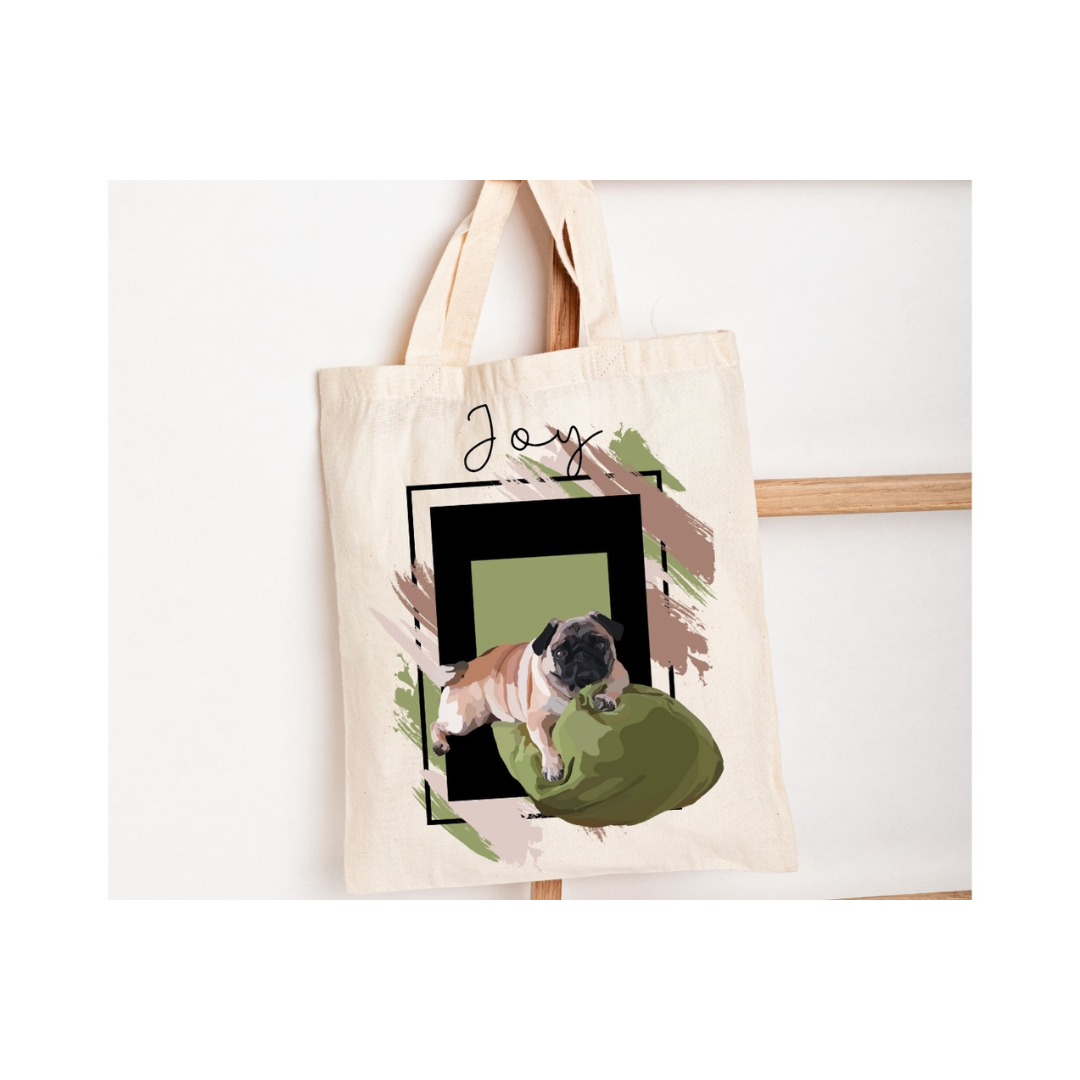 Tote Bag personnalisé Portrait d'animal sur photo, cadeau commémoratif, deuil animalier