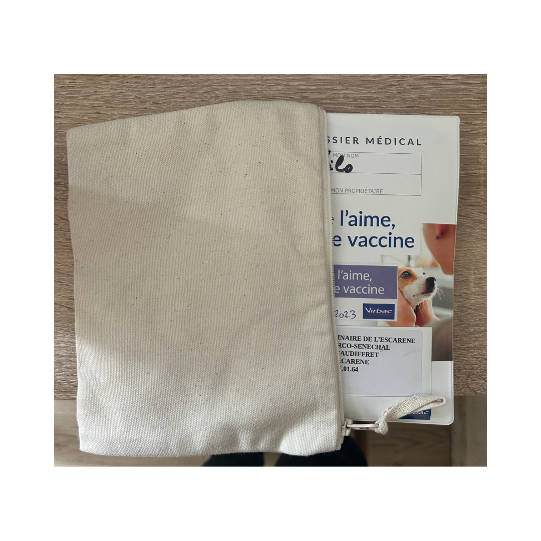 Pochette personnalisée Portrait d'animal sur photo cadeau commémoratif, deuil animalier en coton bio Made in France