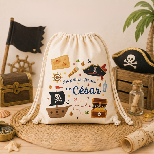 Sac coton bio personnalisé prénom enfant – Pochon naissance / crèche / école / baptême