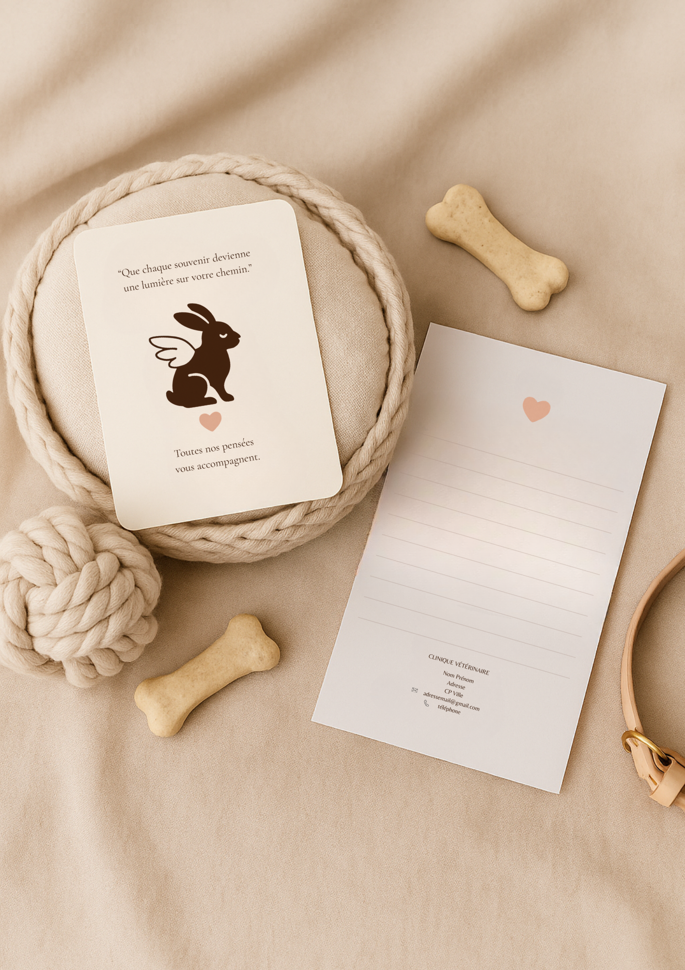 Cartes de condoléances pour vétérinaires – Chien, Chat, NAC